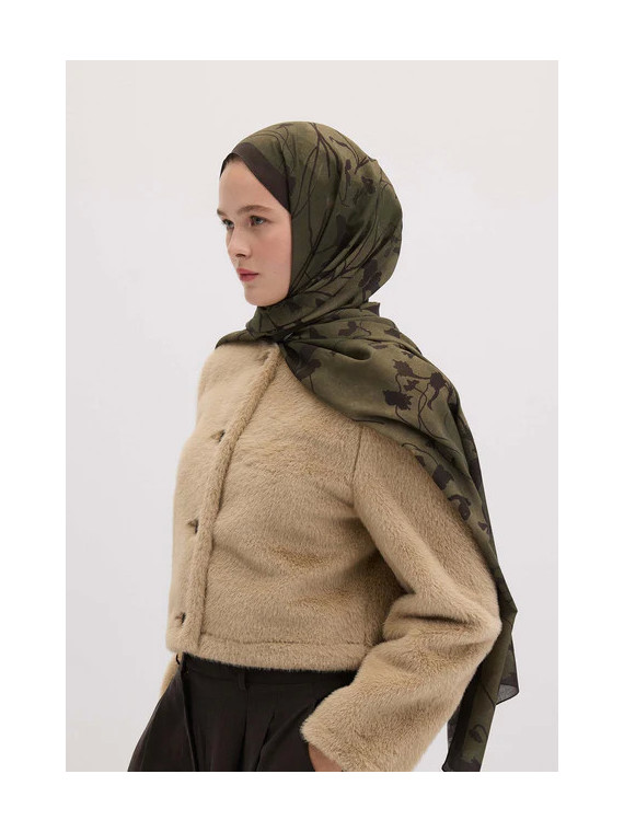 Donker bospatroon hijab bosgroen