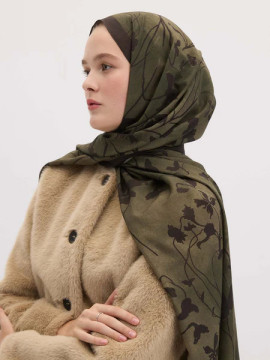 Donker bospatroon hijab bosgroen