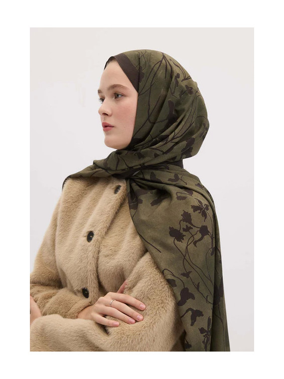 Donker bospatroon hijab bosgroen