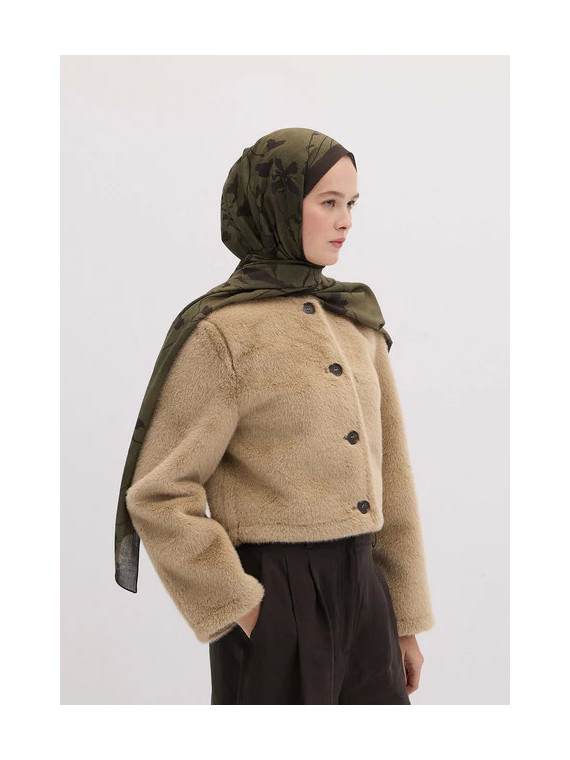 Donker bospatroon hijab bosgroen