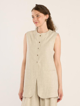 Minikterzi Natural Textured Linen Vest