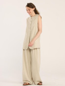 Minikterzi Natuurlijk getextureerd linnen pantalon