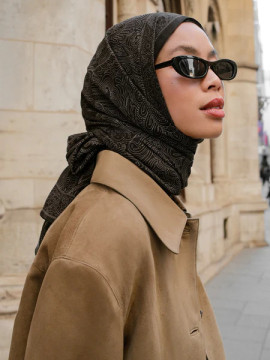 Reina Gepatroonde Hijab Zwart