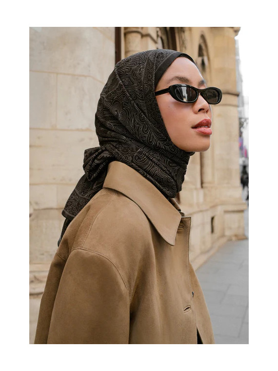Reina Gepatroonde Hijab Zwart