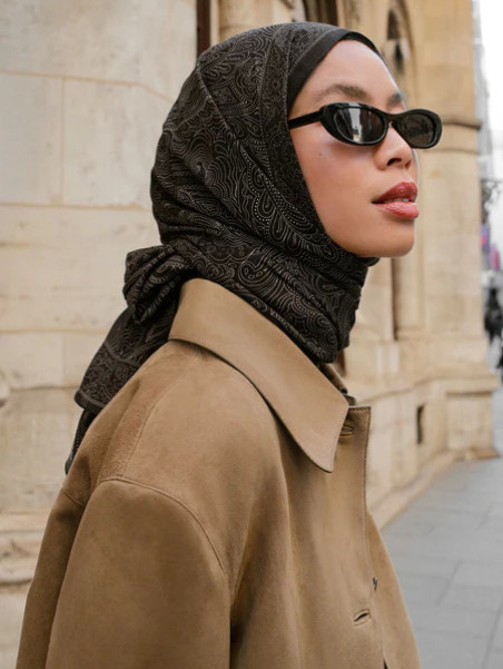 Reina Gepatroonde Hijab Zwart