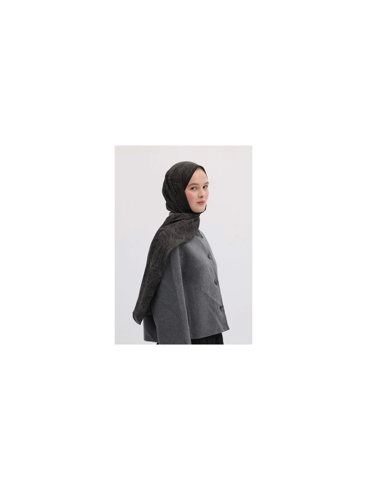 Reina Gepatroonde Hijab Zwart