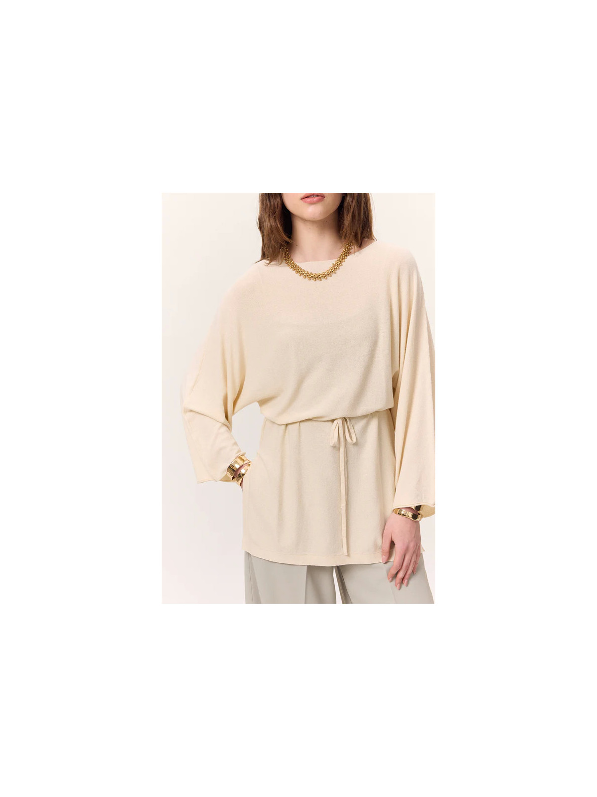 Manuka Gebreide tuniek met riem