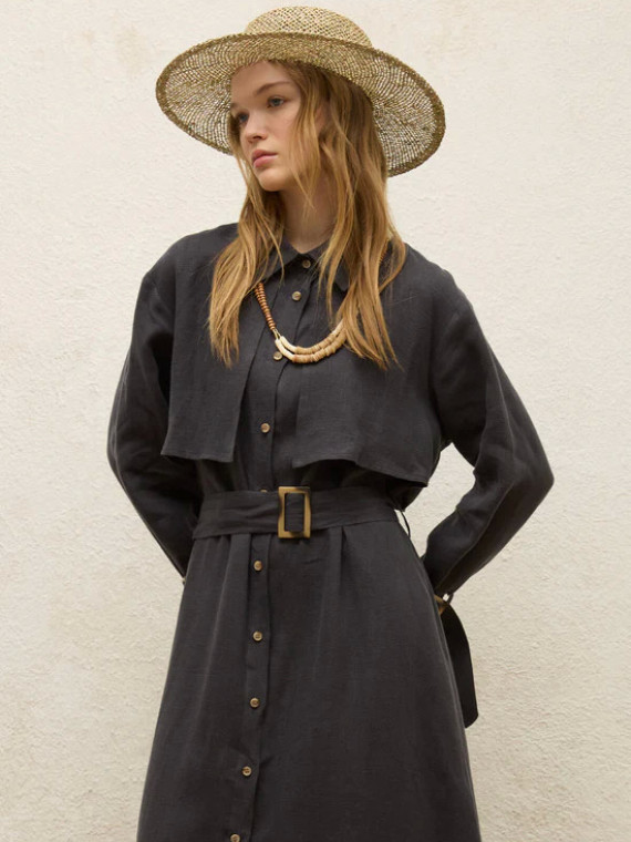 Manuka Linnen trenchcoatjurk