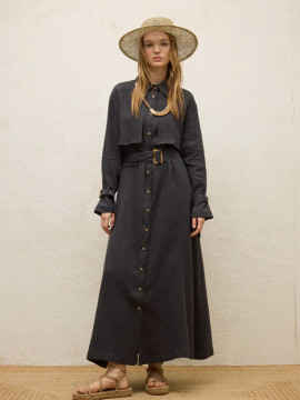 Manuka Linnen trenchcoatjurk