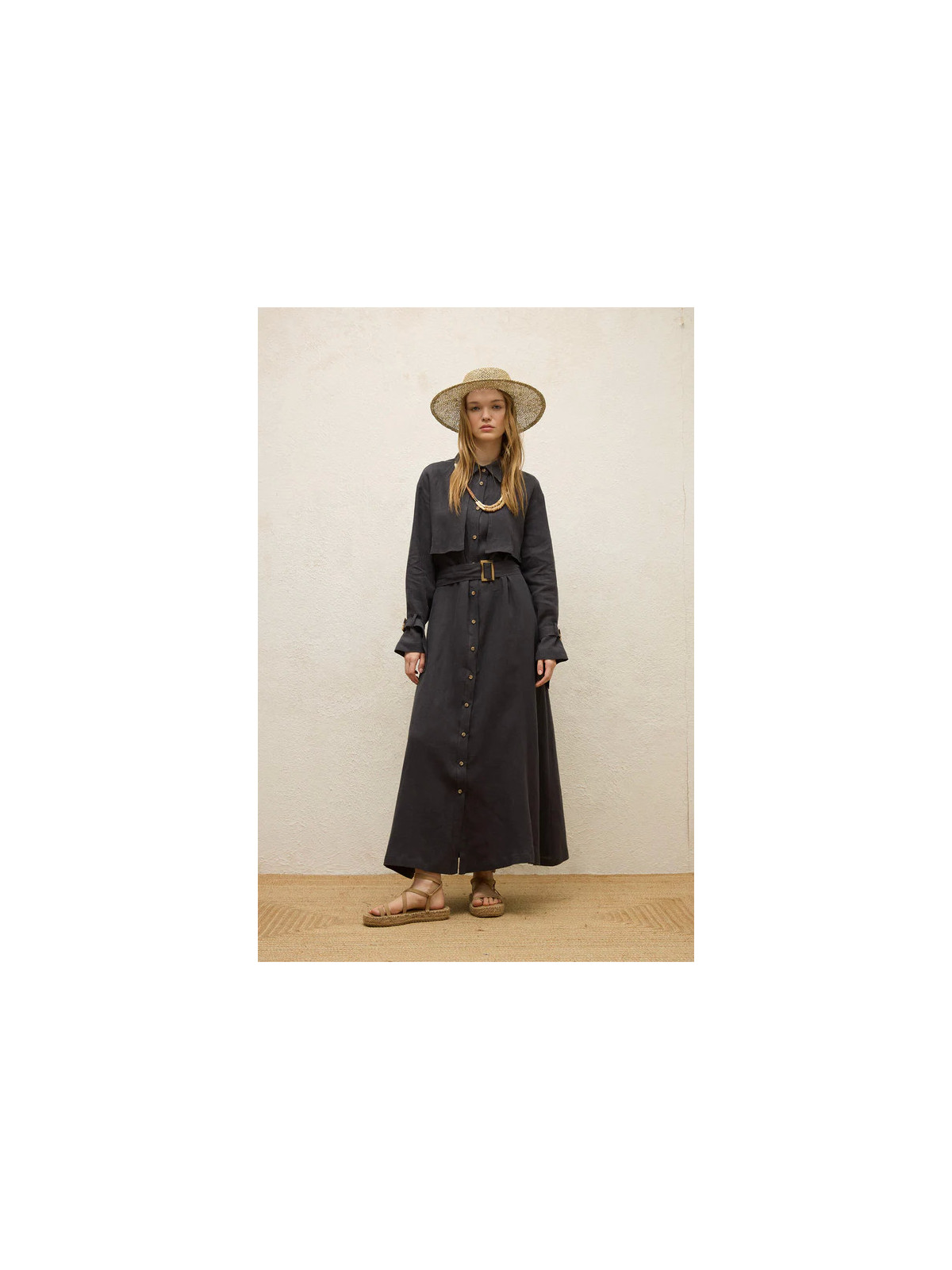 Manuka Linnen trenchcoatjurk