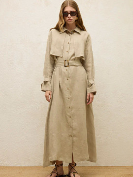 Manuka Linnen trenchcoatjurk