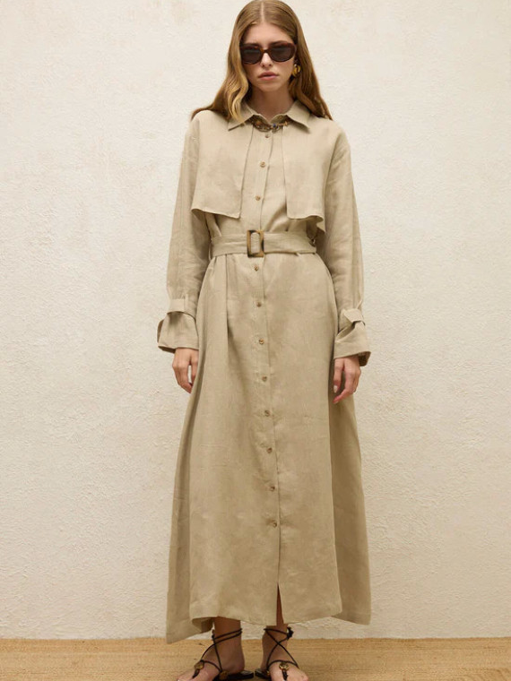 Manuka Linnen trenchcoatjurk