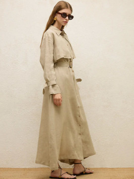 Manuka Linnen trenchcoatjurk