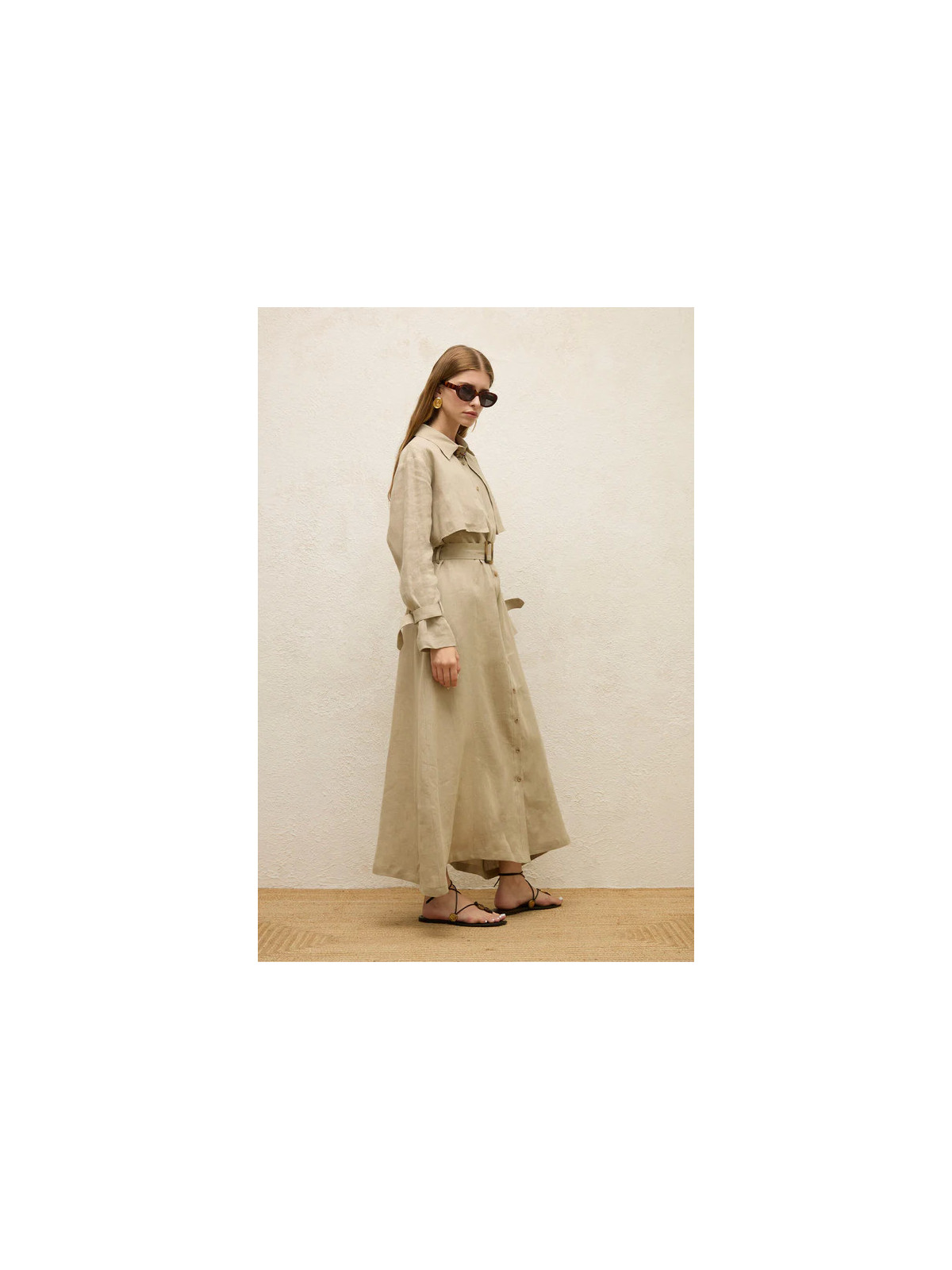 Manuka Linnen trenchcoatjurk