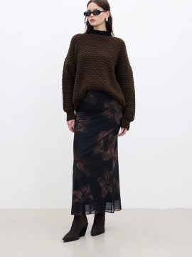 Manuka Bloemen Design tule midi-rok Lotus