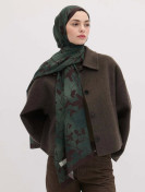 Fresh Scarfs Sjaal met donker bosmotief, bittere koffie