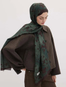 Fresh Scarfs Sjaal met donker bosmotief, bittere koffie