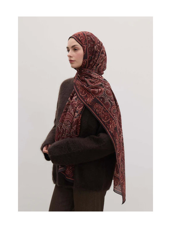 Donker vintage patroon hijab bordeauxrood