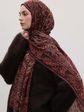Donker vintage patroon hijab bordeauxrood