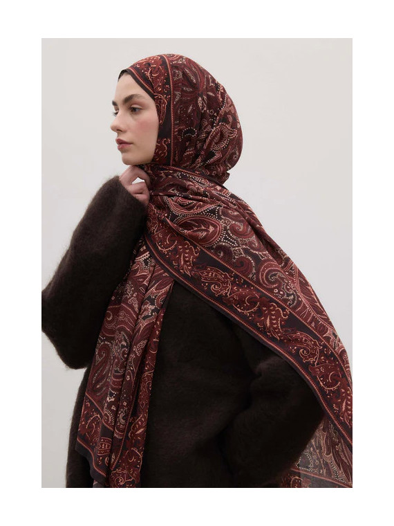 Donker vintage patroon hijab bordeauxrood