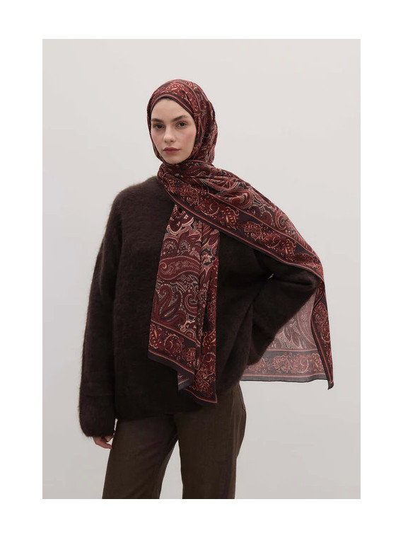 Donker vintage patroon hijab bordeauxrood