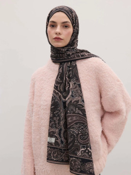 Dark Vintage Patterned Hijab Cocoa