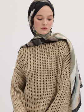 Fresh Scarfs Tie-Dye Pattern Scarf Dark Brown