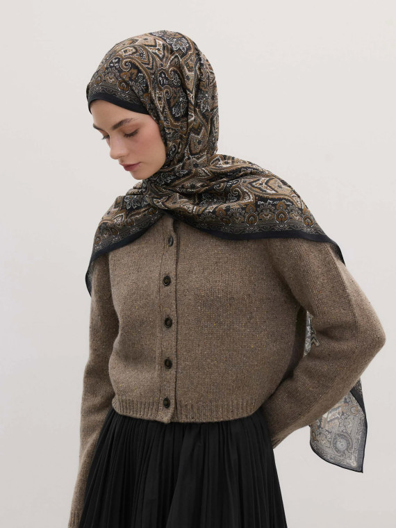 Fresh Scarfs Vintage Echo Patterned Hijab Nude
