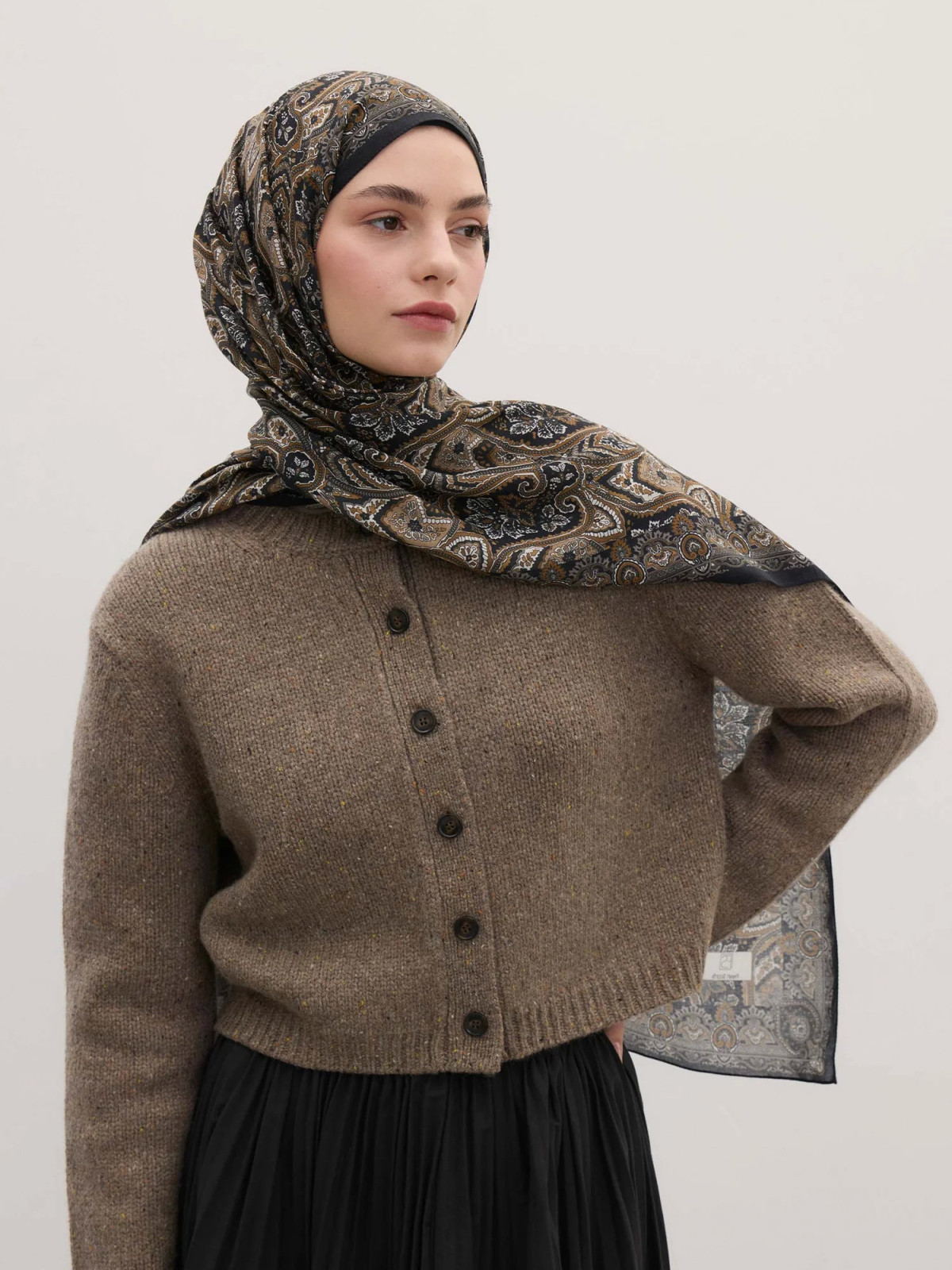 Fresh Scarfs Vintage Echo-patroon Hijab nude