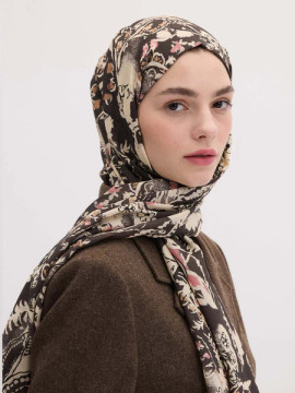 BLOEMENPAISLEY PATROON SJAAL ANTRACIET