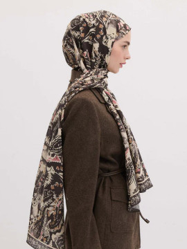 Floral Paisley Patterned Hijab Anthracite