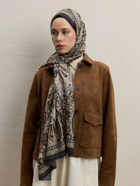 Elegant Desen Şal Bej