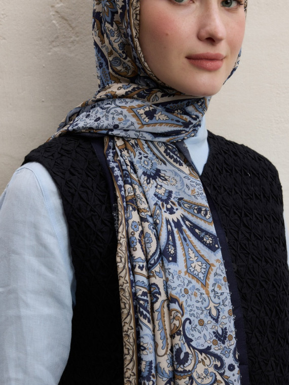 Elegant Desen Şal Mavi