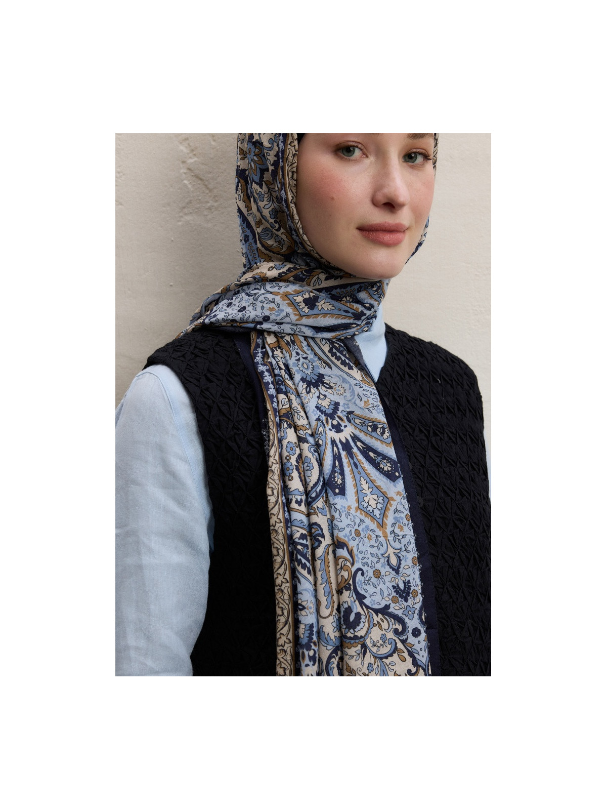 Elegante sjaal met patroon blauw