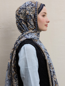 Elegante sjaal met patroon blauw