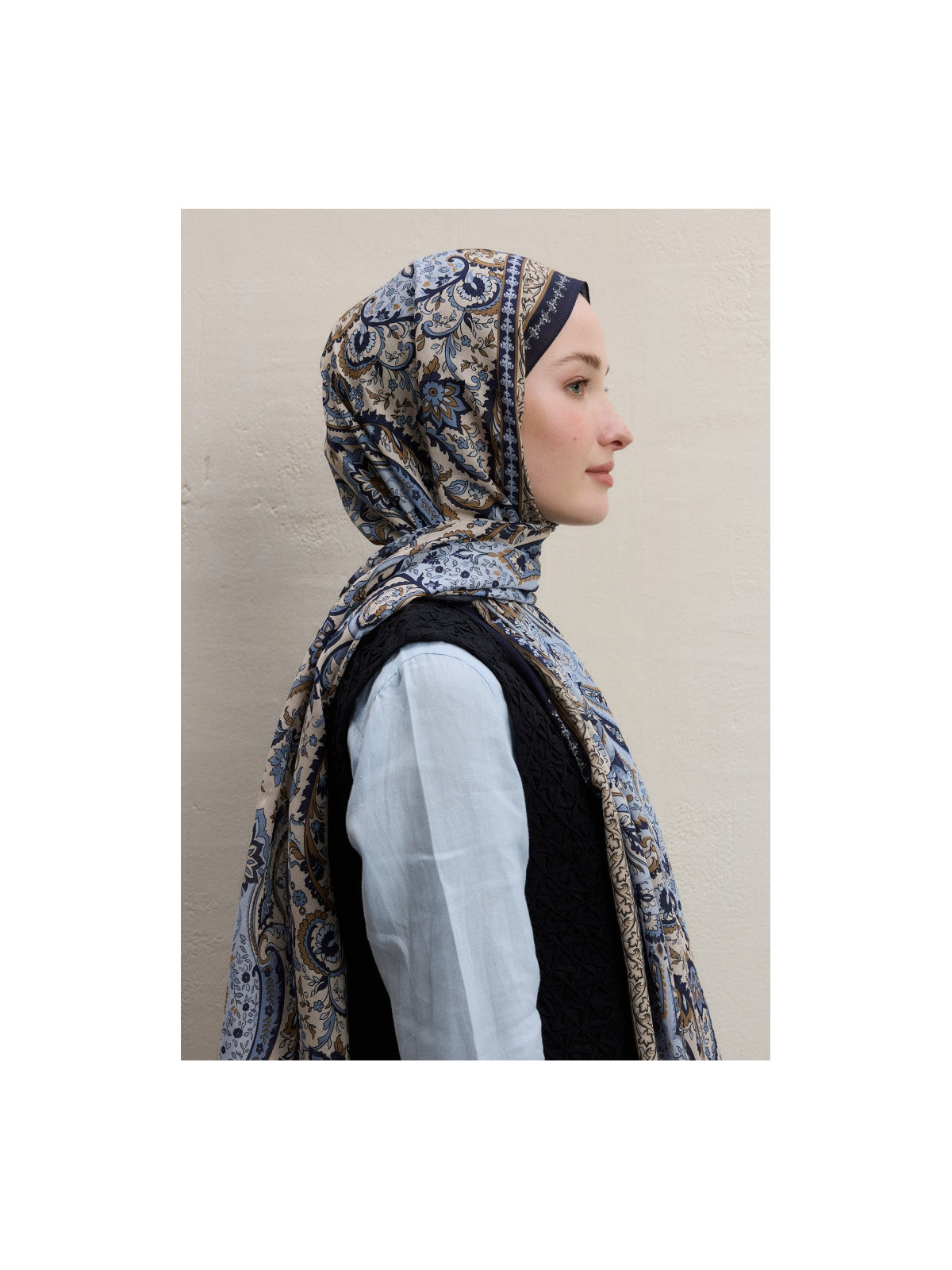 Elegante sjaal met patroon blauw