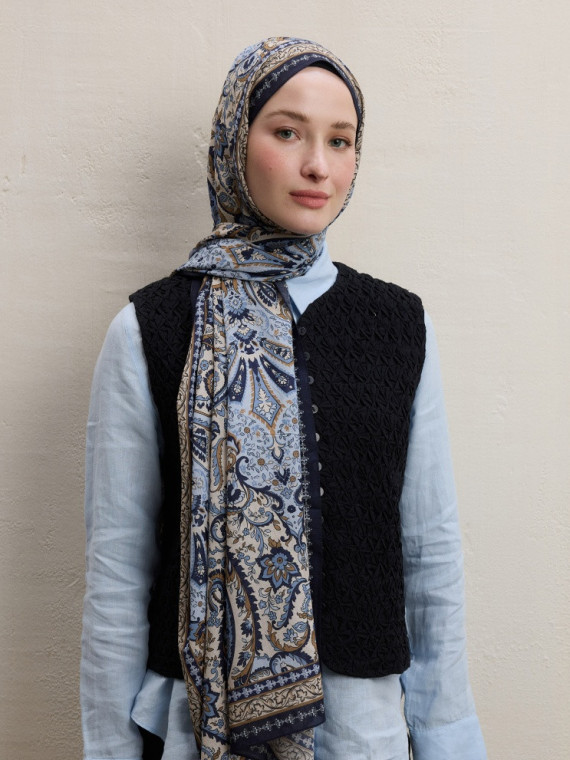 Elegante sjaal met patroon blauw