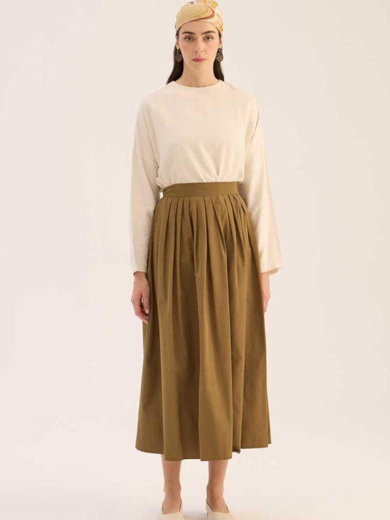 Navy Blue Skirt with Frequent Pleats