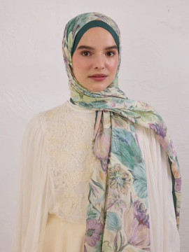 Fresh Scarfs Vintage Tuin Patroon Linnen sjaal Groen