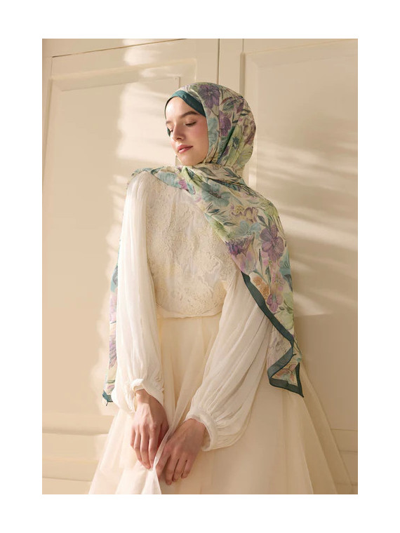 Fresh Scarfs Vintage Tuin Patroon Linnen sjaal Groen