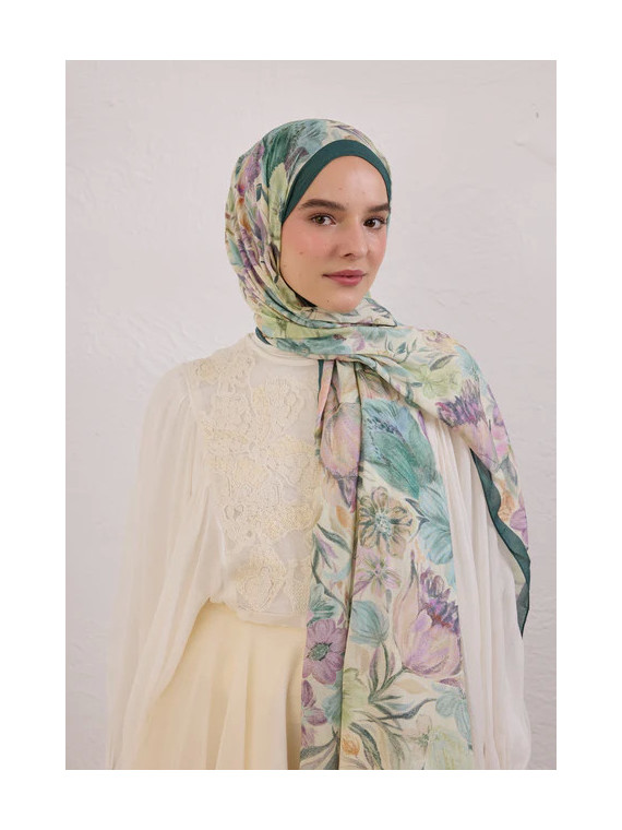 Fresh Scarfs Vintage Tuin Patroon Linnen sjaal Groen