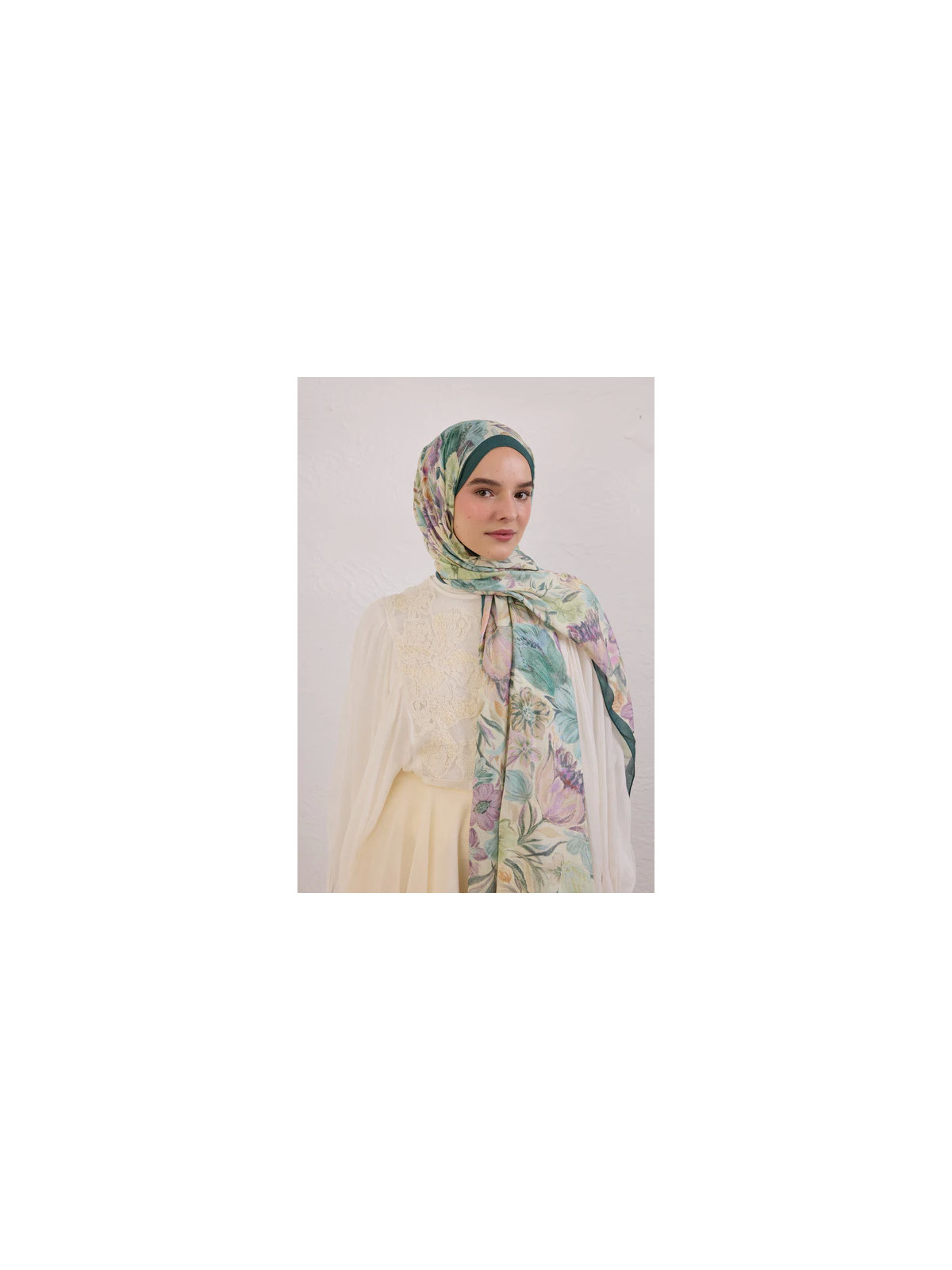Fresh Scarfs Vintage Tuin Patroon Linnen sjaal Groen