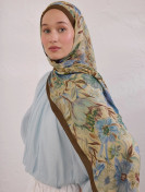 Fresh Scarfs vintage tuin patroon rami sjaal hazelnoot schelp