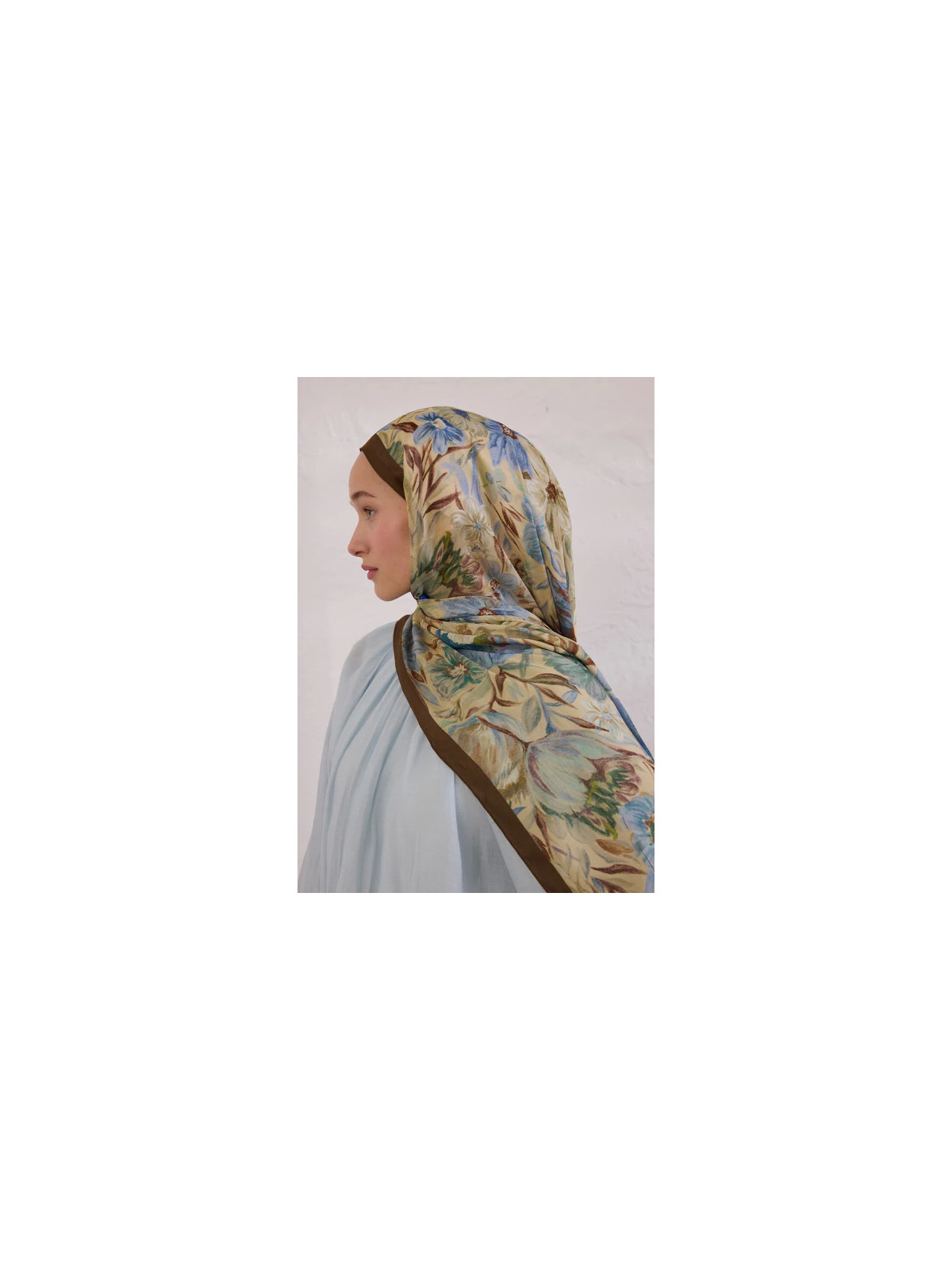 Fresh Scarfs vintage tuin patroon rami sjaal hazelnoot schelp