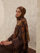 Dark Garden Patterned Rami Hijab Brown