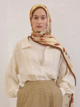 Fresh Scarfs sweet william patroon rami sjaal bruin