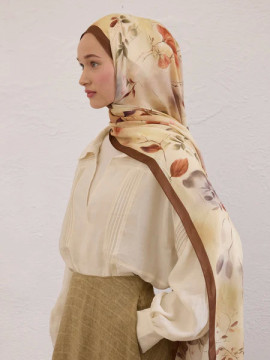 Fresh Scarfs sweet william patroon rami sjaal bruin