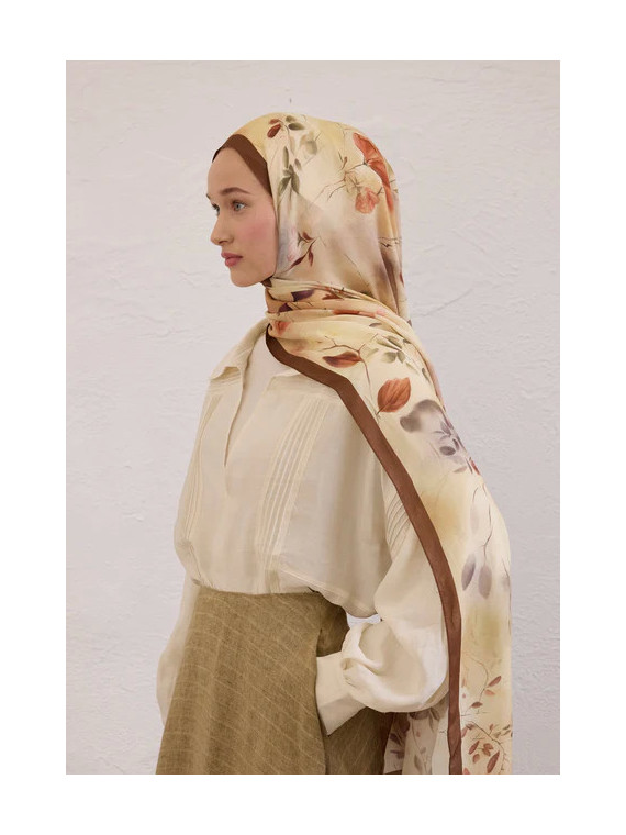 Fresh Scarfs sweet william patroon rami sjaal bruin