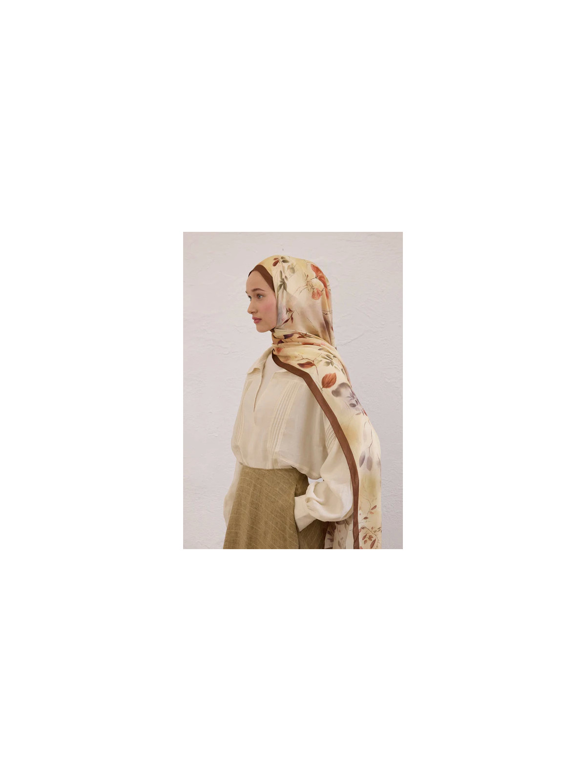 Fresh Scarfs sweet william patroon rami sjaal bruin