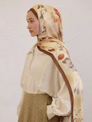 Fresh Scarfs sweet william patroon rami sjaal bruin